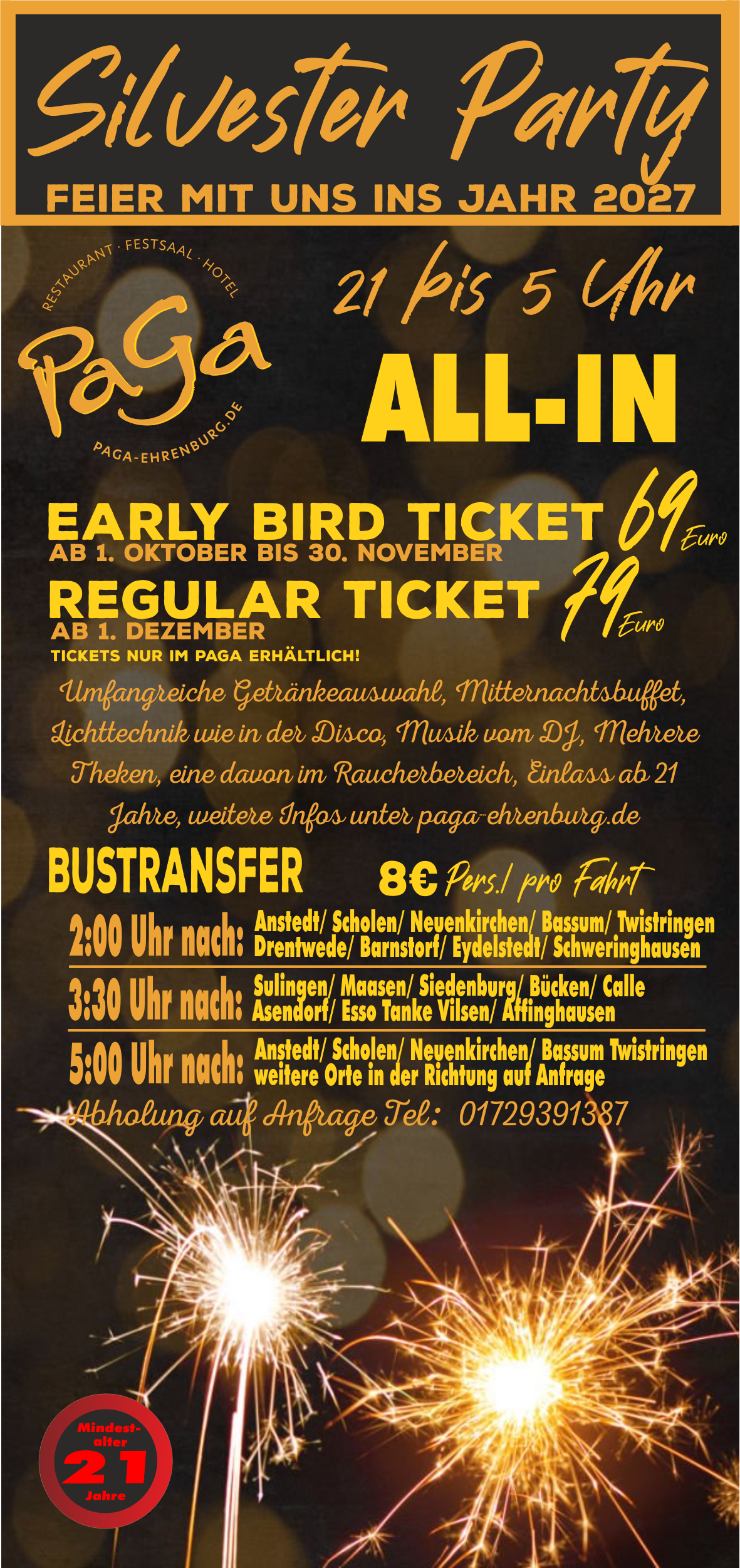Silvester, Party, Sulingen, Twistringen, Bruchhausen Vilsen, Bassum, Ehrenburg, Liebenau, Goldenstedt, Bramstedt, Barnsdorf